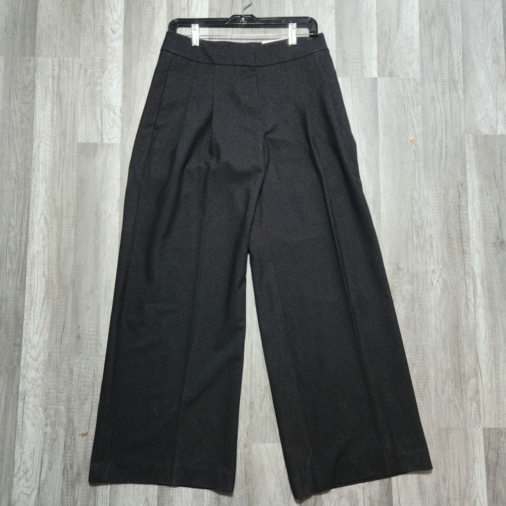 Chico's Wide Leg Pleated Shimmer Trousers Black Dress Pants Size 0R 4R NEW